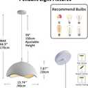 JAYMP 15.7" Modern Pendant Light for Dining Room Kitchen Island Light Hanging Lamp E26 Base Japanese Wabi-Sabi Style Bird Nest Shape Lighting Fixture, 1 Pack (Matte White,D Shape, 40cm/15.7inch)