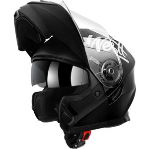 Westt Motorcycle Modular Helmets - Full Face Motorcycle Helmet with Flip up Dual Visor, DOT Approved, Men Women Helmet for Motorbike Street Bikes ATV (M (22.44-22.83 in), Matte Black)