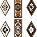 Tatuo 6 Pcs Western Aztec Wall Decor Southwestern Wall Art Boho Farmhouse Geometric Tribal Diamond & Rectangle Wooden Hanging for Home Bedroom Living Room Decor