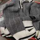 Saodimallsu Womens Fall Sweaters Tops Lapel V Neck Knit Sweater Color Block Long Sleeve Casual Soft Pullover Shirt