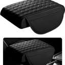 Car Armrest Cushion, 12.2"8.3" Leather Auto Memory Foam Center Console Pad with Storage Pocket, Waterproof & Anti-Scratch Elbow Pillow Armrest Seat Box Protector, Universal Fit (Black)