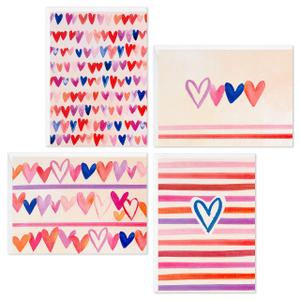 Hallmark Blank Cards Assortment for Valentines Day (48 Cards and Envelopes Pack), Watercolor Hearts