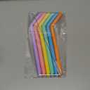 uxcell Reusable Bent Silicone Straws, 10'' x 9 mm Silicone Straws Set with 2 Brushes for Milk Tea Juice Other Beverages, Purple/Yellow/Orange/Pink/Light Blue/Dark Green, Set of 6
