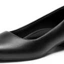 DREAM PAIRS Women's Pumps Low Chunky Closed Toe Heels for Women Comfortable Casual Slip On Dress Shoes for Wedding Work Office Party, Size 9.5, Black