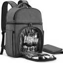 Picnic Backpack & Accessories - Picnic Set for 2 Person with 2 Insulated Cooler Compartment, Lightweight Blanket and Cutlery Set, Perfect for Wedding Gifts for Couples and Bridal Shower Gifts (Gray)