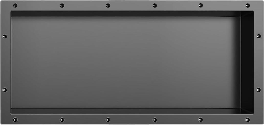 Shower Niche SMC Material 12X28Outside 14x30 in Niche for Shower Wall Shower Niches Ready for Tile Shelf Black, Inner Size: 12x28 Inch and Outer Size: 14x30 Inch