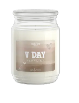 V Day Candle 18 OZ + Cache Pot Lime 5"