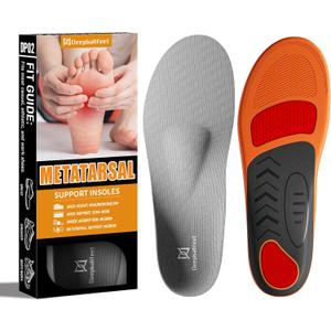 Metatarsalgia Support Insoles with Built-In Metatarsal Pad for Men Women, Shoe Inserts for Morton’s Neuroma, Ball of Foot Pain Relief, Orthotic Arch Support Insoles for Standing All Day-D, D(Men's 6.5-7.5 / Women's 7.5-8.5)--262mm