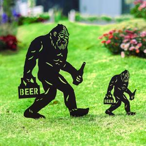 LHEARTMIC Bigfoot Metal Decorative Garden Stakes Big Foot Sasquatch Gifts for Women Men Bigfoot Silhouette Statues Outdside for Garden Decor, Yard Art, Lawn, Backyard, Pathway, Forests, Walkway