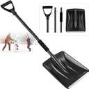 Snow Shovel for Car and Driveway, 42.5 Inch Foldable Lightweight Aluminum Alloy Ice Scraper, Heavy Duty Ergonomic Handle for Emergency Snow Removal, Garden, Black