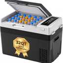 Marsail 12 Volt Refrigerator, 32QT Car Fridge Portable Freezer -4°F to 68°F, Fast Cooling & ECO Mode, 12/24V DC 110-240V AC Electric Cooler for Camping, Travel, RV, Truck, Home