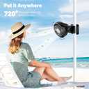 Portable Clip on Fan, 360 Rotate Battery Operated Stroller Fan, 3 Speed Quiet Mini Personal Desk Fan, USB Rechargeable Clooing Fan for Outdoor Camping Golf Cart Stroller Home Office Black