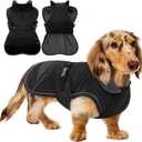 Waterproof & Windproof Dachshund Coat with Adjustable Bands, Thick & Soft Weiner Vest Raincoat for Medium Dogs, Weenie Winter Puffer Coat, Outdoor Clothes for Dachshunds, Male & Female Dogs (Black, M)