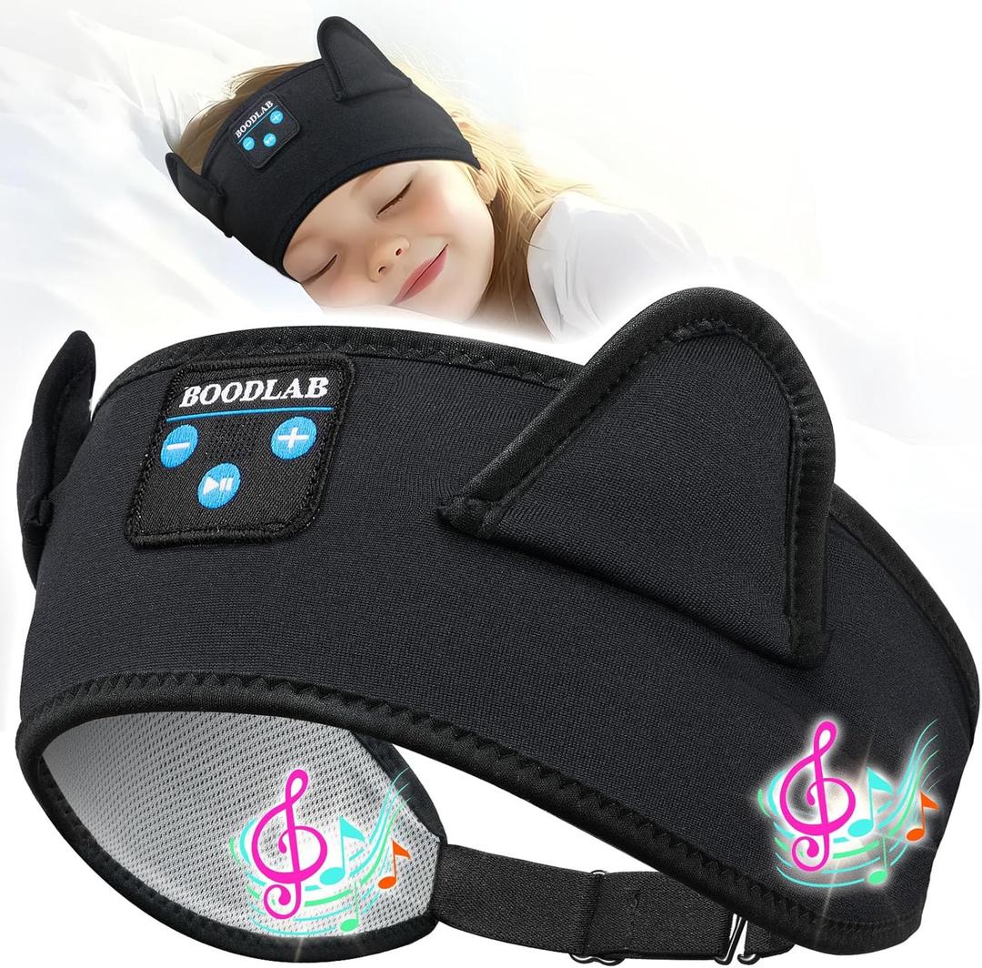 Kids Headphones Headband Toddler, Baby for ipad, Bluetooth Toddler Headphones with Wired Playback 3.5 MM Jack,Airplane Travel Essentials for Boys & Girls (Black)