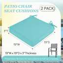 Waterproof Outdoor Chair Cushions Set of 2, Square Outdoor Seat Cushions with Ties and Removable Covers, 19 x 19 Outdoor Cushions for Patio Furniture with Portable Handle(Teal)