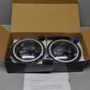Jeep wrangler headlight, Dot Approved Hi/Lo Beam with White DRL/Amber Turn Signal Angel Eyes Compatible with 2007-2017 Jeep Wrangler 7 Inch Halo headlights JK JKU LJ TJ CJ -1 Pair (Black)