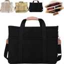 Everything Tote Bag, Everything Bag, Canvas Tote Bag with Compartments (Black)