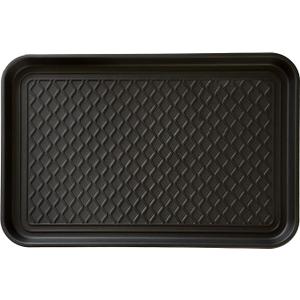 All-Weather Indoor/Outdoor Mat for Boots - Weather-Resistant Hard Plastic Shoe and Boot Tray with Raised Edge by Stalwart (Black, MEDIUM)