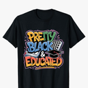 Pretty Black & Educated Colorful Graffiti Black History Kids T-Shirt Size 2 XL