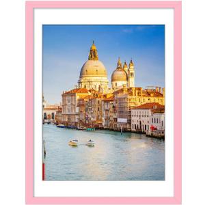 wyooxoo 18x24 Picture Frame Made of Solid Wood Light Pink Photo Frames Display Pictures 16x20 with Mat or 18x24 Without Mat Colorful Frame For Horizontal Vertical Wall Mounting