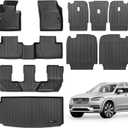for 2016-2025 2026 Volvo XC90 Floor Mats 3 Rows Trunk Cargo Liner and 2nd 3rd Rear Seat Backrest Mat Full Set TPE All Weather Accessories (Only Fit Gas 7 Seat Full Set 10 MatsNot for Hybrid/PHEV)