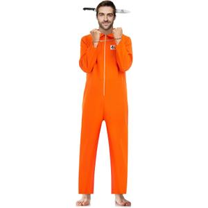 Halloween Costumes for men Prisoner Costume Men  Orange Prisoner Jumpsuit, Scary Headband, Handcuffs (M)