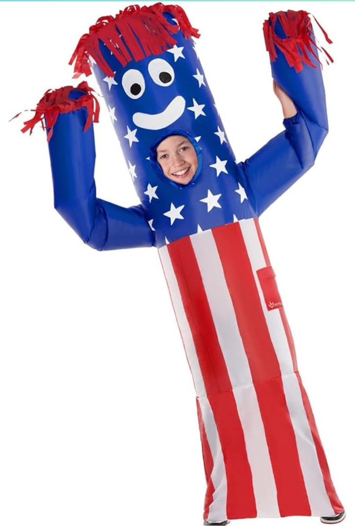 Morph Wacky Waving Kids Inflatable Tube Guy, 4th of July Costume, Kids Inflatable Costume