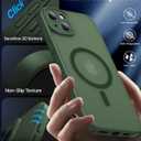 Magnetic for iPhone 15 Case,Upgraded [Full Camera Protection][Compatible with Magsafe][Military Grade Drop Protection] Shockproof Slim Translucent Matte Phone Case for iPhone 15,Forest Green