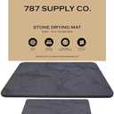 J.B Large Stone Drying Mat for Kitchen Counter - Quick Dry Stone Mat with Sink Caddy, Ultra Absorbent Dish Drying Stone for Kitchen Counter and Bathrooms, 16 x 12 Inch, Dark Gray/Black Marble Finish