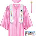 SOMSOC 5 Pack Kids 2025 Graduation Cap and Gown Tassel Stole Charm Certificate for Preschool Kindergarten 36