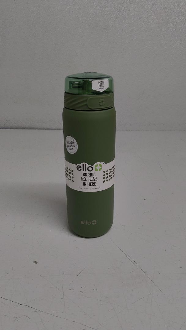 Ello Cooper 22oz Stainless Steel Water Bottle with 2 Lids Chug and Straw | Leak Proof Double Walled and Vacuum Insulated | Fits Car Cupholder | Built in Carry Loop | Dishwasher Safe, Acorn Squash