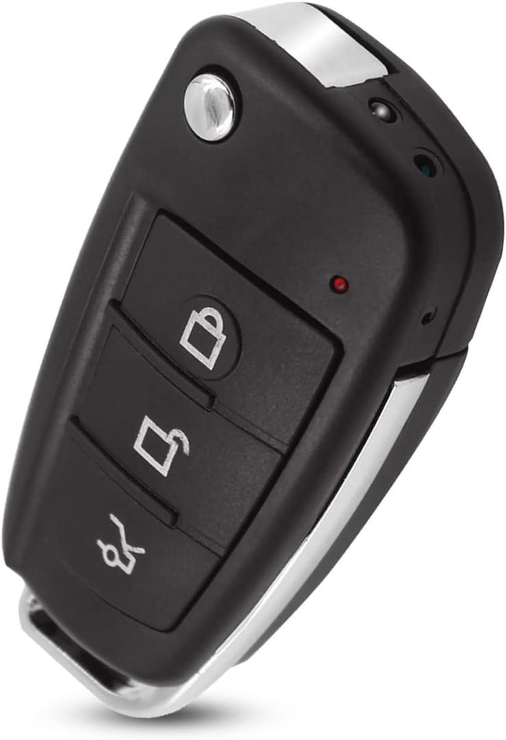 HD 1080P Mini Car Key Camera Video Spy Cam, Portable Small Security DVR Cam with IR Night Vision/Motion Detection,Mini Recording Device for Indoor & Outdoor No Needed WiFi No Audio