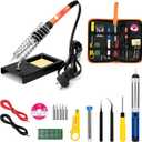 Soldering Iron Kit, 60W 110V Soldering Iron Adjustable Temperature, Desoldering Pump, 5 Solder Tips, Solder Wire, Stand, Solder Wick