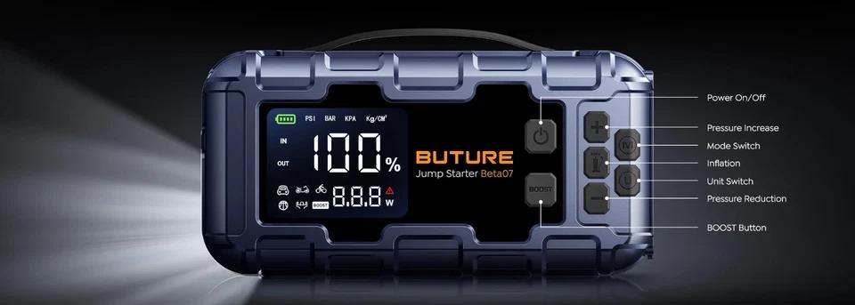 Buture Bet07 10-in-1 Car Battery Jump Starter & Air Compressor 8000A 160PSI 45W.