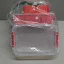 JUXYES 4-Tiers Stack Carry Storage Box With 2 Divided Tray, Transparent Stackable Storage Bin With Handle Lid Latching Storage Container for School & Office Supplies, Red