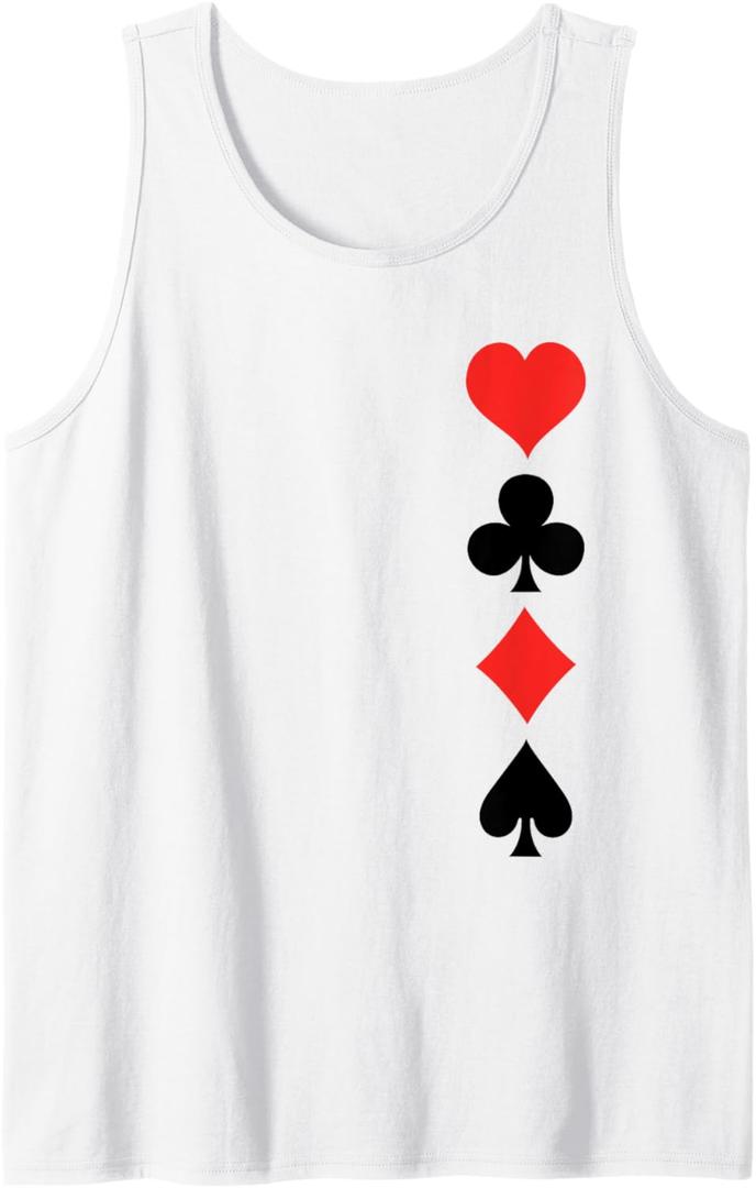 Casino Gambler Playing Card Suits Poker Blackjack Red Black Tank Top, M