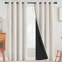 SimpleHome 100% Blackout Curtains for Bedroom,Thermal Insulated Cream Grommet Window Drapes Room Darkening Curtains for Living Room with Black Back,52 x 90 Inch,2 Panels