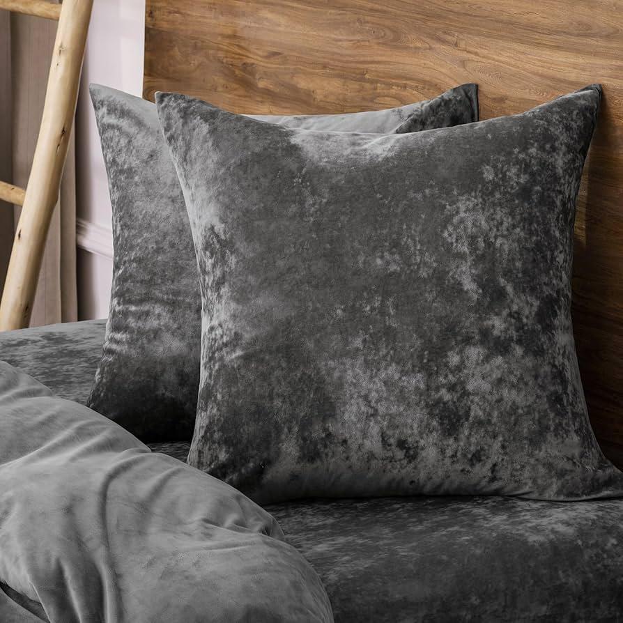Cushion Cover Velvet Gray 1Pack 24 x 24 x 10 In
