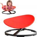 Sensory Spinning Chair for Kids, Autistic Childs Swivel Chair, Sit and Spin Toy, Training Body Coordination, Metal Base Non-Slip Indoor and Outdoor Activity Spins Toys (Round-RED)