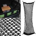 Car Rear Cargo Net, Universal Adjustable Elastic Trunk Cargo Storage Organizer Net Compatible for SUV, Jeep, Truck, Storage Nylon Mesh Double-Layer with Hooks (35.4 x 15.7 Inch)