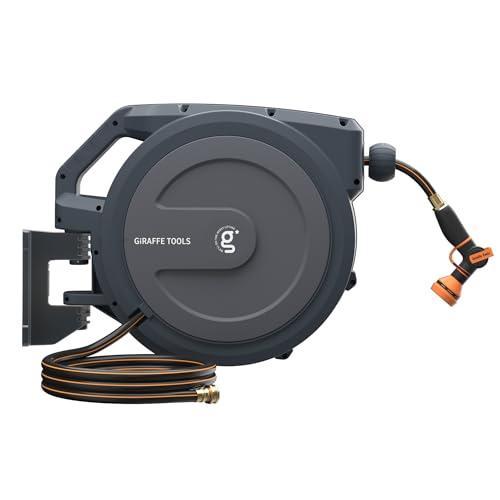 Amazon.com : Giraffe Tools AW30 1/2MB Retractable Garden Hose Reel 1/2" x 100 ft PRO Metal Bracket, Heavy Duty, Any Length Lock Hose Reel, 100 ft, Dark Grey : Patio, Lawn & Garden