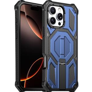 for iPhone 16 Pro Max Magnetic Case with Screen Protectors, Blue | Compatible with MagSafe, Concealed Kickstand, 2 Pack Screen Protectors, Military Grade, Double Layer, Shockproof Protection