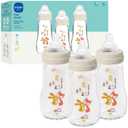MAM 9oz Feel Good Pure Glass Anti-Colic Wide Neck Baby Bottle, Medium Flow Skin Soft Silicone Nipple, Easy to Clean, BPA Free, 2+ Months, Easy Switch Between Breast & Bottle, Made in Europe, 3 Pack