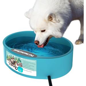 Heated Water Bowl for Dog & Cat, Outdoor Heated Dog Bowl Provides Drinkable Water & Food in Winter, Heated Pet Bowl for Outside, Smart Thermal-Dish for Rabbit, Chicken, Duck, Squirrel (96 OZ)
