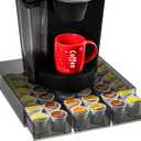 Sturdy Acrylic Coffee Pod Holder Organizer for K Cup, Under Brewer Sliding Drawer for K-cup, 36 Pods Storage for Kpods - Coffee Accessories for Keurig/Other Coffee Maker on Counter, Clear Black