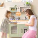 Babytronic Kids Play Kitchen, Wooden Kitchen Playset for Kids Ages 3+ with Real Lights, Sounds, Stove, Sink, Oven, and 30 Pcs Accessories, Toys Kitchen Small Pretend Play Kitchen for Toddlers (Green), Medium