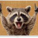 Raccoon Doormat, 30x17 Inch Funny Front Door Mat | Funky Door Mat, Faux Coir Non-Slip Welcome Mat for Indoor Outdoor Entry, Dirt-Trapping Rug