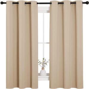 NICETOWN Thermal Insulated Grommet Room Darkening Curtains/Draperies/Panels for Bedroom (2 Panels, W42 x L63 inches, Biscotti Beige)