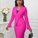 Salimdy Women's Suits 2 Piece Skirt Set Business Work Outfits Blazer Dress Jacket Pencil Skirts Suit Sets