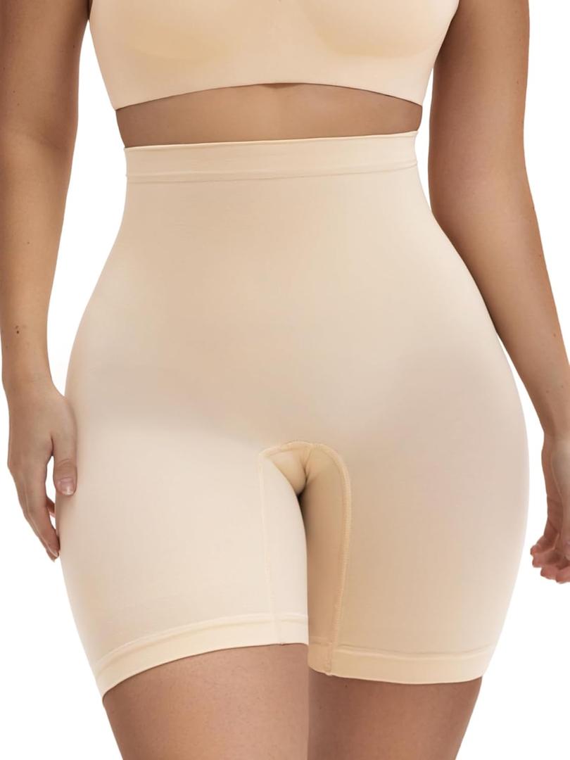 SHAPERX Women Shapewear Tummy Control Panties High Waisted Shorts Seamless Body Shaper Underwear (Small-Medium, Beige)